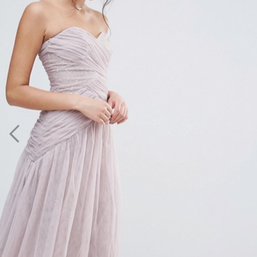 Little Mistress Lavender Strapless Midi Dress 4